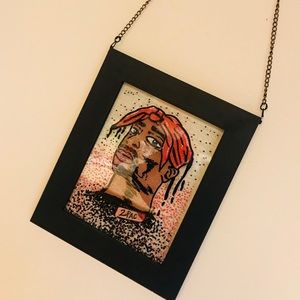 Awesome Handmade/Painting Tupac Glass Wall Art